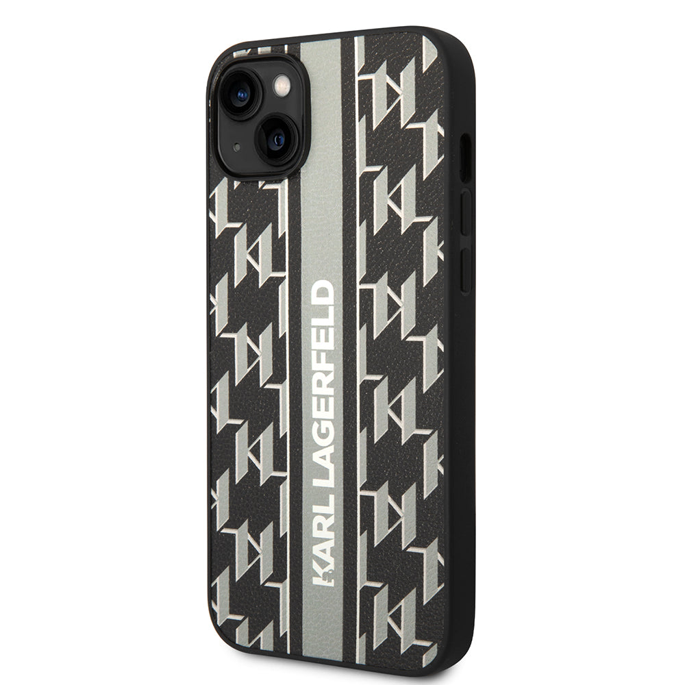 Husa pentru Apple iPhone 14 Plus, Karl Lagerfeld, Monogram Stripe, Gri