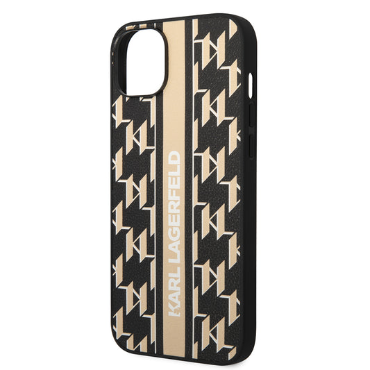 Husa pentru Apple iPhone 14 Plus, Karl Lagerfeld, Monogram Stripe, Maro