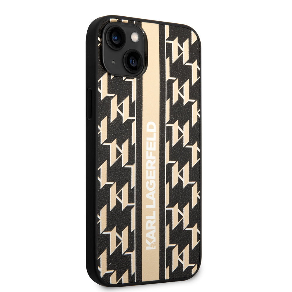Husa pentru Apple iPhone 14 Plus, Karl Lagerfeld, Monogram Stripe, Maro