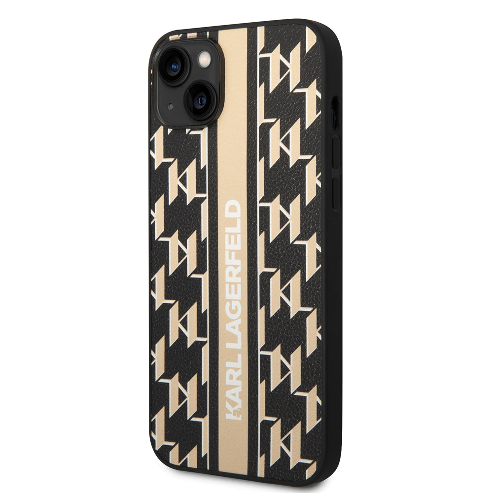 Husa pentru Apple iPhone 14 Plus, Karl Lagerfeld, Monogram Stripe, Maro