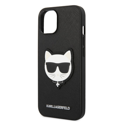 Husa pentru Apple iPhone 14 Plus, Karl Lagerfeld, Saffiano Choupette's Head, Neagra