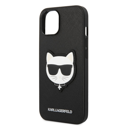 Husa pentru Apple iPhone 14 Plus, Karl Lagerfeld, Saffiano Choupette's Head, Neagra