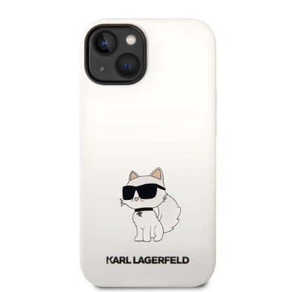 Husa pentru Apple iPhone 14 Plus, Karl Lagerfeld, Silicone Choupette, Alba