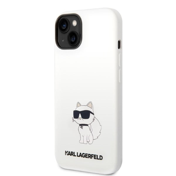 Husa pentru Apple iPhone 14 Plus, Karl Lagerfeld, Silicone Choupette, Alba