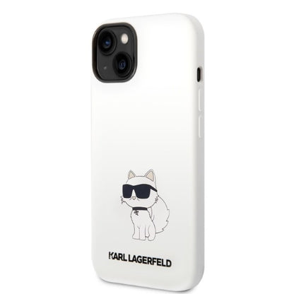 Husa pentru Apple iPhone 14 Plus, Karl Lagerfeld, Silicone Choupette, Alba
