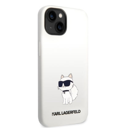 Husa pentru Apple iPhone 14 Plus, Karl Lagerfeld, Silicone Choupette, Alba