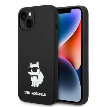 Husa pentru Apple iPhone 14 Plus, Karl Lagerfeld, Silicone Choupette, Neagra