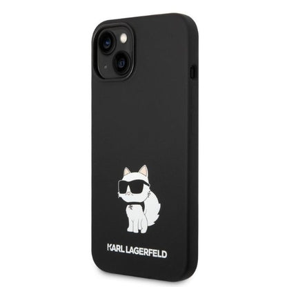 Husa pentru Apple iPhone 14 Plus, Karl Lagerfeld, Silicone Choupette, Neagra