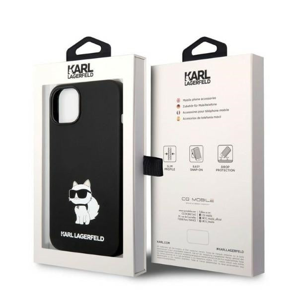 Husa pentru Apple iPhone 14 Plus, Karl Lagerfeld, Silicone Choupette, Neagra