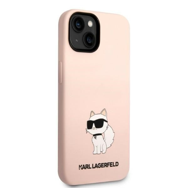 Husa pentru Apple iPhone 14 Plus, Karl Lagerfeld, Silicone Choupette, Roz