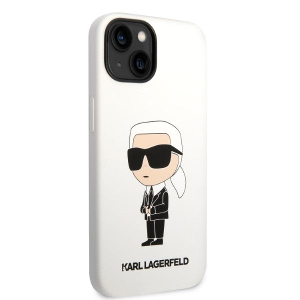Husa pentru Apple iPhone 14 Plus, Karl Lagerfeld, Silicone Ikonik Karl, Alba