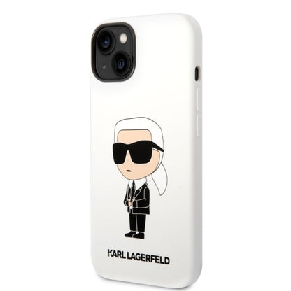 Husa pentru Apple iPhone 14 Plus, Karl Lagerfeld, Silicone Ikonik Karl, Alba