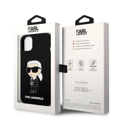 Husa pentru Apple iPhone 14 Plus, Karl Lagerfeld, Silicone Ikonik Karl, Neagra