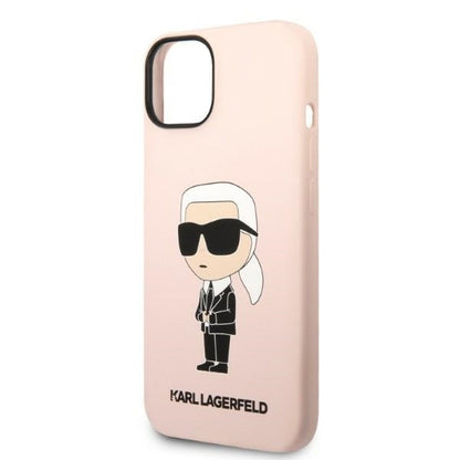 Husa pentru Apple iPhone 14 Plus, Karl Lagerfeld, Silicone Ikonik Karl, Roz