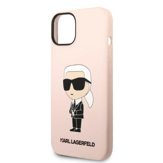 Husa pentru Apple iPhone 14 Plus, Karl Lagerfeld, Silicone Ikonik Karl, Roz