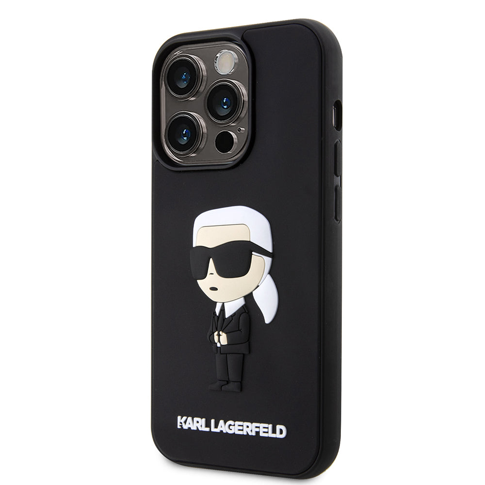 Husa pentru Apple iPhone 14 Pro, Karl Lagerfeld, 3D Rubber Ikonik Karl, Neagra