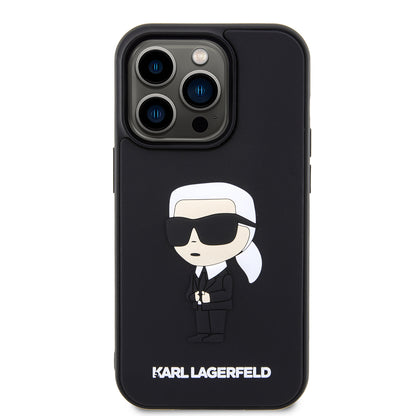 Husa pentru Apple iPhone 14 Pro, Karl Lagerfeld, 3D Rubber Ikonik Karl, Neagra