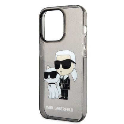 Husa pentru Apple iPhone 14 Pro, Karl Lagerfeld, Glitter Karl & Choupette, Neagra