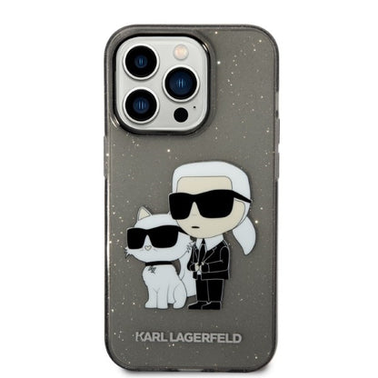 Husa pentru Apple iPhone 14 Pro, Karl Lagerfeld, Glitter Karl & Choupette, Neagra