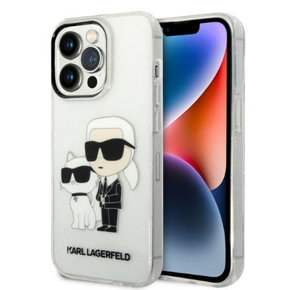 Husa pentru Apple iPhone 14 Pro, Karl Lagerfeld, Glitter Karl & Choupette, Transparenta
