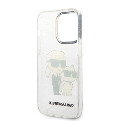 Husa pentru Apple iPhone 14 Pro, Karl Lagerfeld, Glitter Karl & Choupette, Transparenta