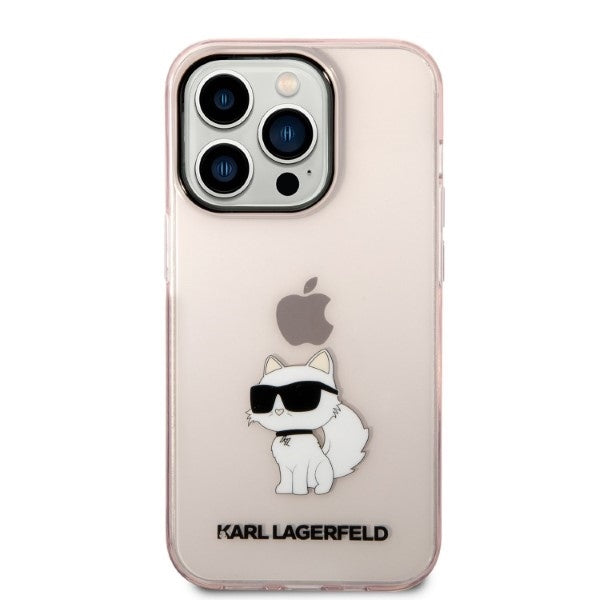 Husa pentru Apple iPhone 14 Pro, Karl Lagerfeld, Ikonik Choupette, Roz