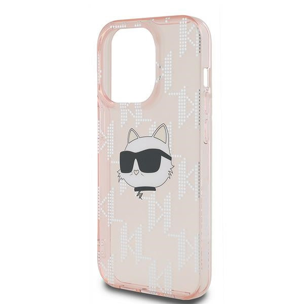 Husa pentru Apple iPhone 14 Pro, Karl Lagerfeld, IML Luxury Monogram Choupette's Head, Roz