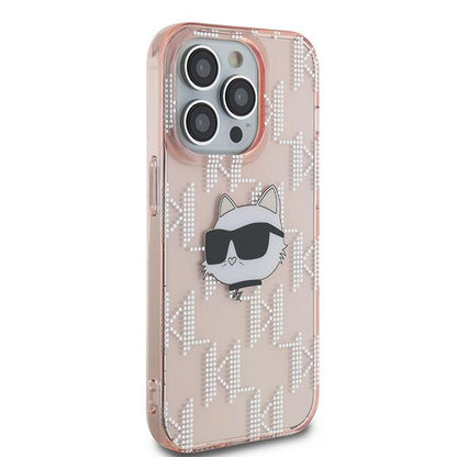 Husa pentru Apple iPhone 14 Pro, Karl Lagerfeld, IML Luxury Monogram Choupette's Head, Roz