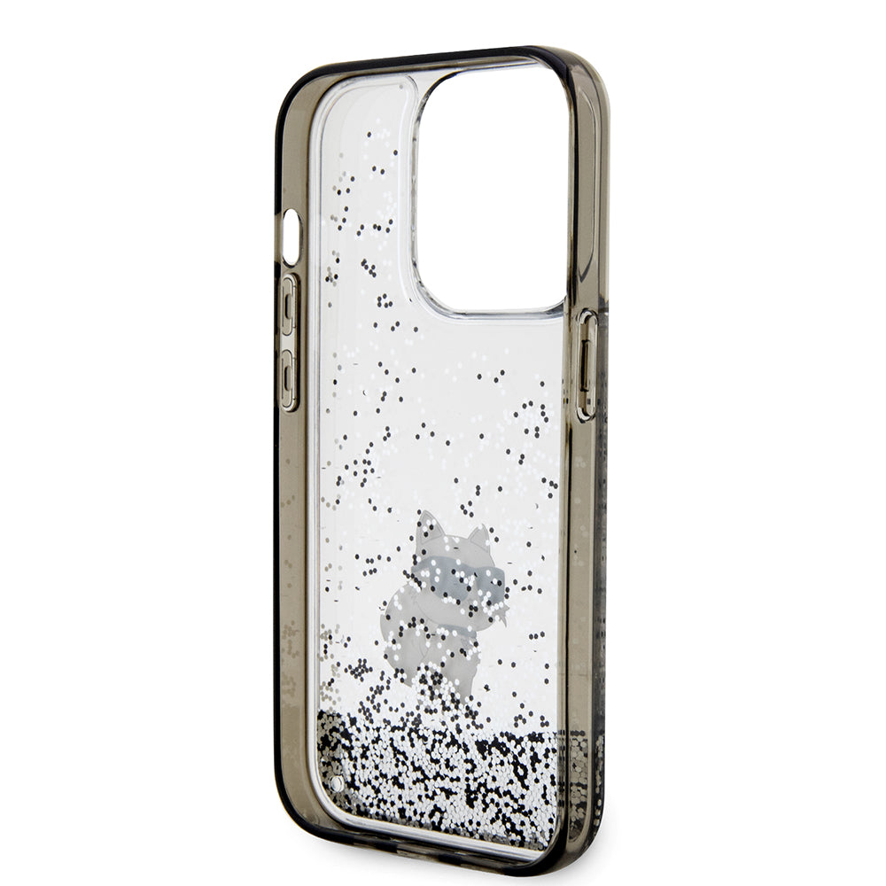 Husa pentru Apple iPhone 14 Pro, Karl Lagerfeld, Liquid Glitter Choupette, Transparenta