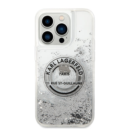 Husa pentru Apple iPhone 14 Pro, Karl Lagerfeld, Liquid Glitter RSG, Argintie