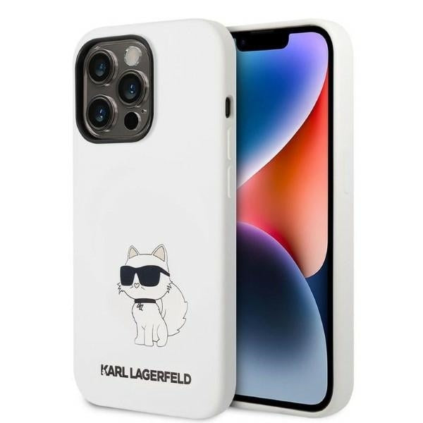 Husa pentru Apple iPhone 14 Pro, Karl Lagerfeld, Silicone Choupette, Alba