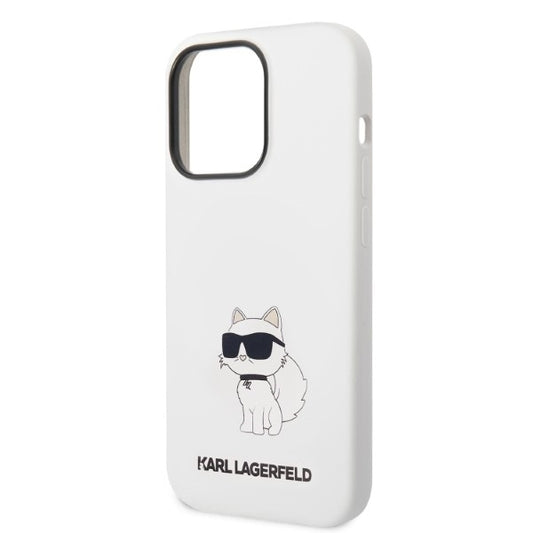 Husa pentru Apple iPhone 14 Pro, Karl Lagerfeld, Silicone Choupette, Alba