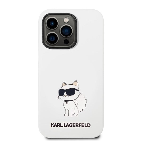 Husa pentru Apple iPhone 14 Pro, Karl Lagerfeld, Silicone Choupette, Alba