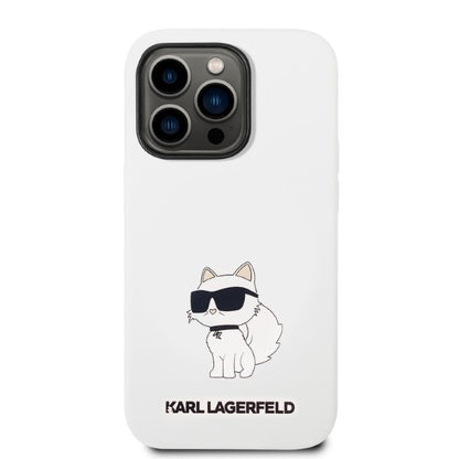 Husa pentru Apple iPhone 14 Pro, Karl Lagerfeld, Silicone Choupette, Alba