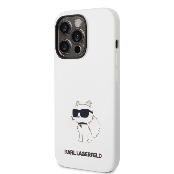 Husa pentru Apple iPhone 14 Pro, Karl Lagerfeld, Silicone Choupette, Alba