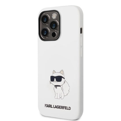 Husa pentru Apple iPhone 14 Pro, Karl Lagerfeld, Silicone Choupette, Alba