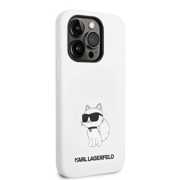 Husa pentru Apple iPhone 14 Pro, Karl Lagerfeld, Silicone Choupette, Alba