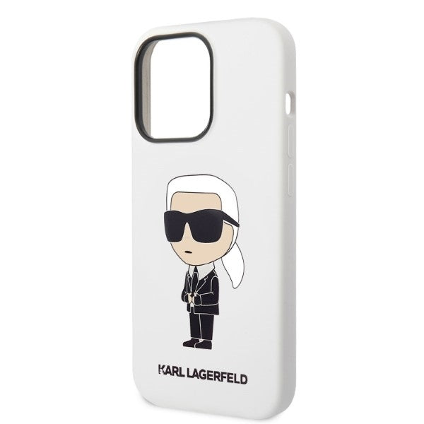 Husa pentru Apple iPhone 14 Pro, Karl Lagerfeld, Silicone Ikonik NFT, Alba