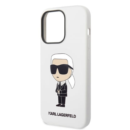 Husa pentru Apple iPhone 14 Pro, Karl Lagerfeld, Silicone Ikonik NFT, Alba