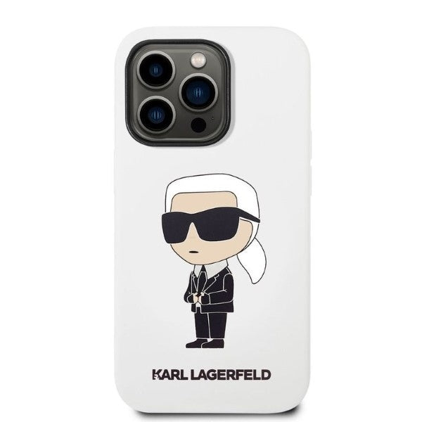 Husa pentru Apple iPhone 14 Pro, Karl Lagerfeld, Silicone Ikonik NFT, Alba