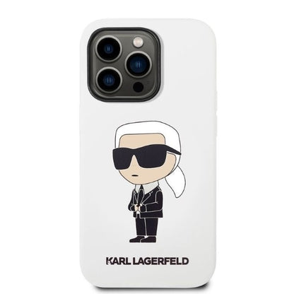 Husa pentru Apple iPhone 14 Pro, Karl Lagerfeld, Silicone Ikonik NFT, Alba
