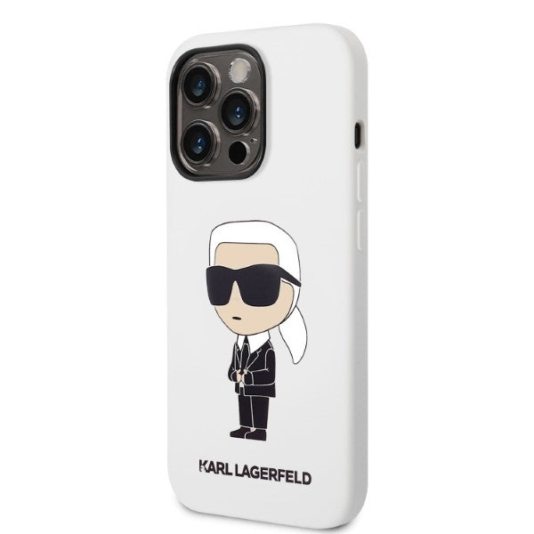 Husa pentru Apple iPhone 14 Pro, Karl Lagerfeld, Silicone Ikonik NFT, Alba