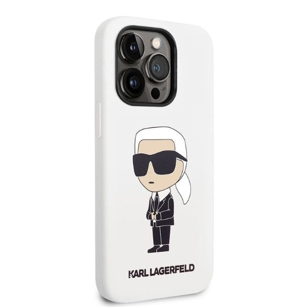 Husa pentru Apple iPhone 14 Pro, Karl Lagerfeld, Silicone Ikonik NFT, Alba