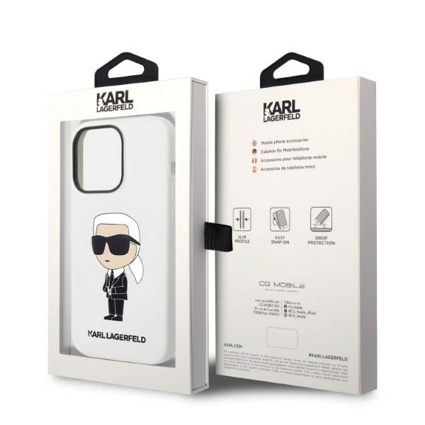 Husa pentru Apple iPhone 14 Pro, Karl Lagerfeld, Silicone Ikonik NFT, Alba
