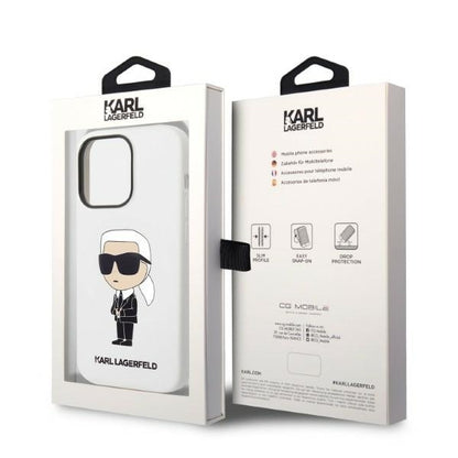 Husa pentru Apple iPhone 14 Pro, Karl Lagerfeld, Silicone Ikonik NFT, Alba