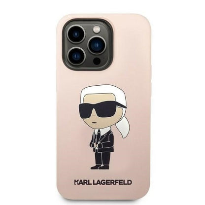 Husa pentru Apple iPhone 14 Pro, Karl Lagerfeld, Silicone Ikonik NFT, Roz