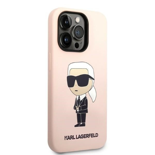 Husa pentru Apple iPhone 14 Pro, Karl Lagerfeld, Silicone Ikonik NFT, Roz