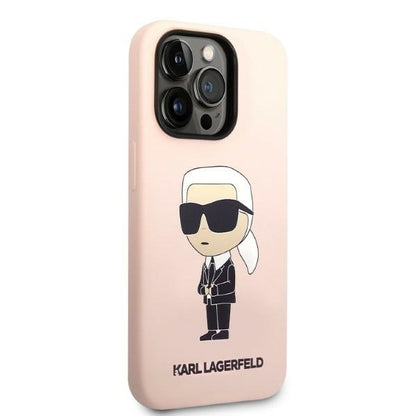 Husa pentru Apple iPhone 14 Pro, Karl Lagerfeld, Silicone Ikonik NFT, Roz
