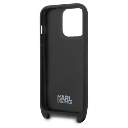 Husa pentru Apple iPhone 14 Pro, Karl Lagerfeld, Monogram Ikonik Karl, Neagra