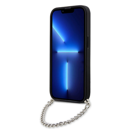 Husa pentru Apple iPhone 14 Pro, Karl Lagerfeld, Saffiano Monogram Chain, Argintie